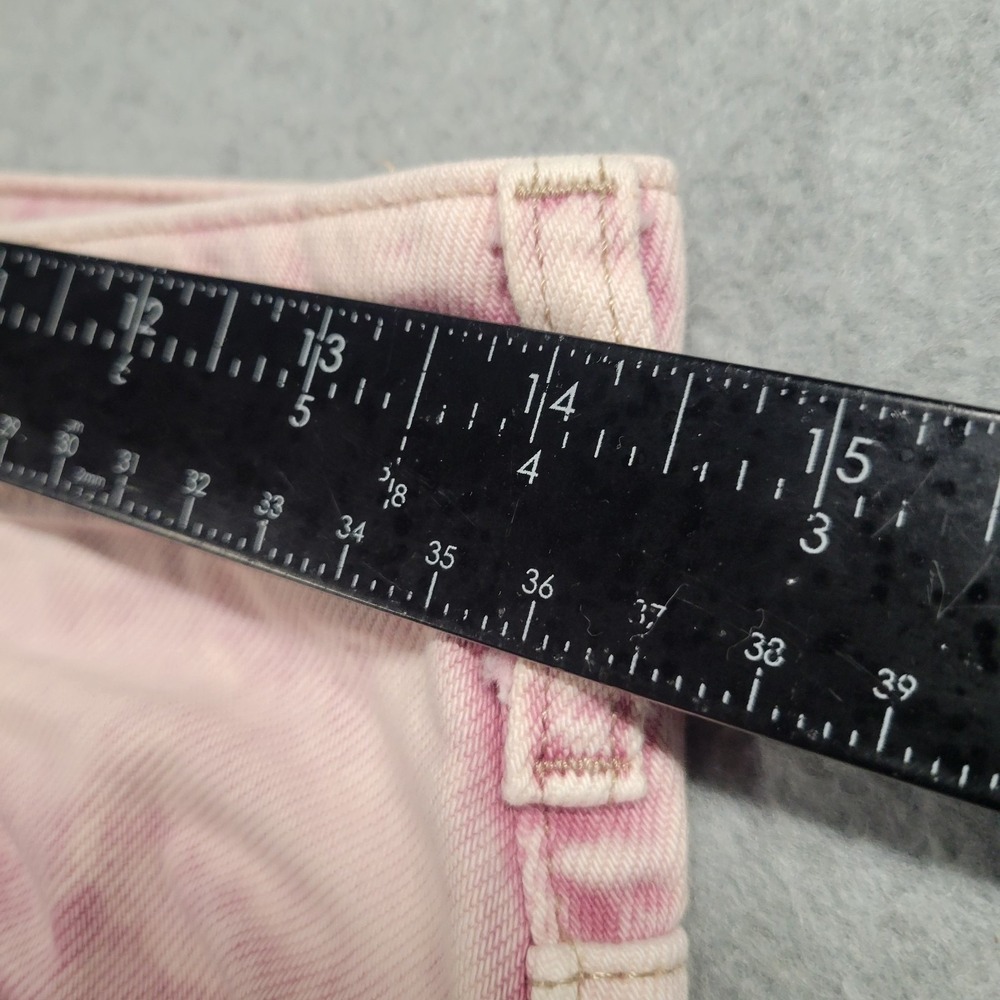 Free People We The Free Pink Acid Wash Fringe Tulip Hem Denim Mini Skirt Size 26 - Picture 3 of 10